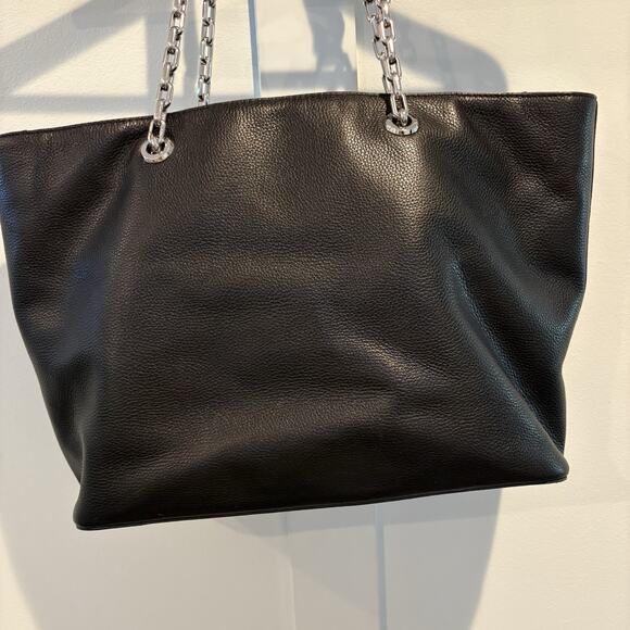 MICHAEL KORS Tote Bag Black Large Chain Mercer Work Bag Pebbled Leather Office - Picture 5 of 16